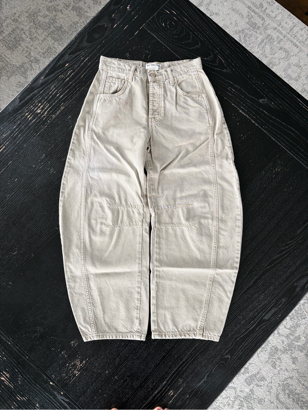 Free People We The Free Good Luck Barrel Jean in Khaki